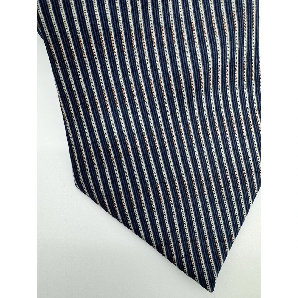 DKNY 100% Silk Tie Blue Striped Necktie‎ Classic Designer Mens Dress Tie